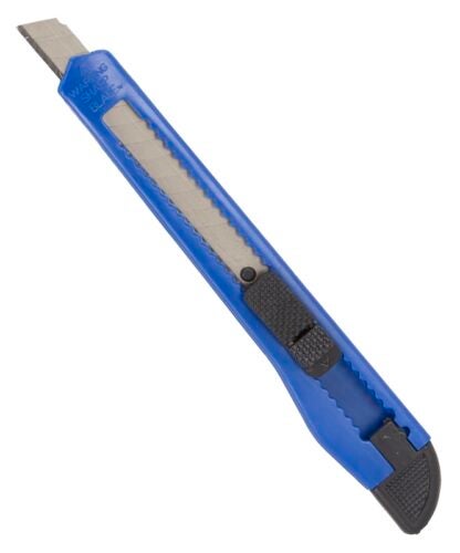 Vulcan JL54319 Utility Knife, 3-7/8 in L Blade, 5/8 in W Blade, High Impact Plastic Handle, Blue/Black Handle Sells in Quantity of 20