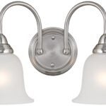 Boston Harbor LYB130928-2VL-BN Wall Sconce, 60 W, 2-Lamp, A19 or CFL Lamp, Steel Fixture, Brushed Nickel Fixture