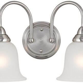 Boston Harbor LYB130928-2VL-BN Wall Sconce, 60 W, 2-Lamp, A19 or CFL Lamp, Steel Fixture, Brushed Nickel Fixture