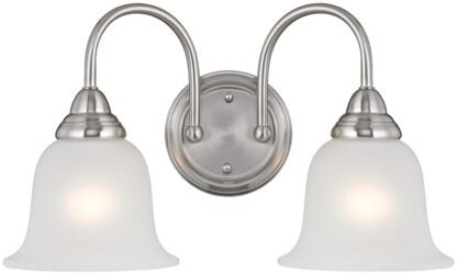 Boston Harbor LYB130928-2VL-BN Wall Sconce, 60 W, 2-Lamp, A19 or CFL Lamp, Steel Fixture, Brushed Nickel Fixture