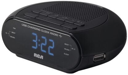 RCA RC207A Clock Radio, LED Display, Sleep and Snooze, Black Housing