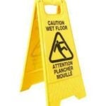 Rubbermaid 611285YEL Wet Floor Caution Sign, 11 in W, 25 in H, Yellow Background, Wet Floor, English, French