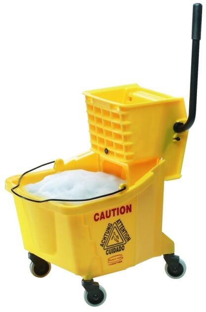 Rubbermaid FG758088YEL Side Press Mop Bucket, 35 qt Capacity, Plastic Bucket/Pail, Plastic Wringer, Yellow