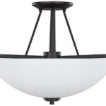 Canarm New Yorker Series ISF256A03ORB Semi-Flush Bowl Ceiling Fixture, 120 V, 300 W, 3-Lamp, Type A Lamp, Steel Fixture