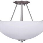 Canarm New Yorker Series ISF256A03BPT Semi-Flush Mount Light, 120 V, 300 W, 3-Lamp, Brushed Pewter Fixture