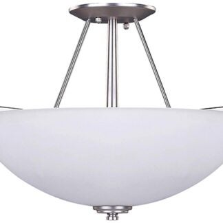 Canarm New Yorker Series ISF256A03BPT Semi-Flush Mount Light, 120 V, 300 W, 3-Lamp, Brushed Pewter Fixture