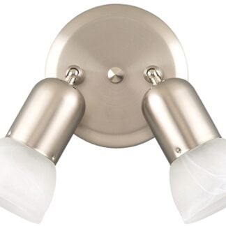 Canarm ICW9251 Track Lighting Fixture, 2-Lamp, Alabaster Glass, Brushed Pewter