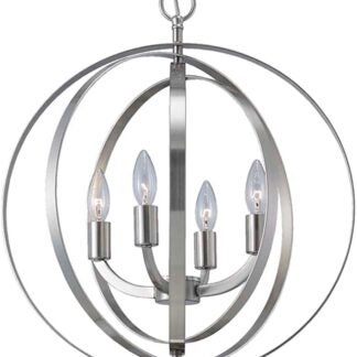 Canarm Meridian Series ICH182B04BN18 Chandelier, 60 W, 4-Lamp, Incandescent Lamp, Steel/Zinc Fixture