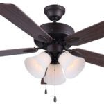 Canarm Rue Series CF42RUE5RA Ceiling Fan, 5-Blade, Medium Oak/Walnut Blade, 42 in Sweep