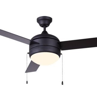 Canarm CALIBRE III CF48CA33BK LED Ceiling Fan, 3-Blade, Silver Housing, Black Blade, 48 in Sweep, Plywood Blade