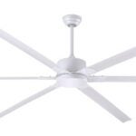 Canarm FANBOS CP96WH Ceiling Fan and Remote, 6-Blade, White Housing, White Blade, 96 in Sweep, Aluminum Blade