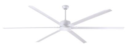 Canarm FANBOS CP96WH Ceiling Fan and Remote, 6-Blade, White Housing, White Blade, 96 in Sweep, Aluminum Blade