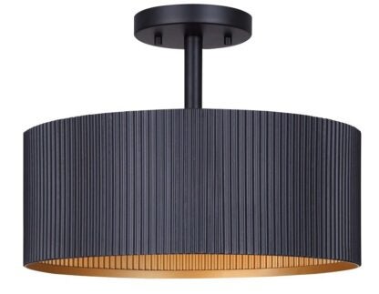 Canarm REXTON Series ISF1119A02BK Semi-Flush Mount Light, 120 V, 120 W, Incandescent Lamp, Metal Fixture, Black Fixture