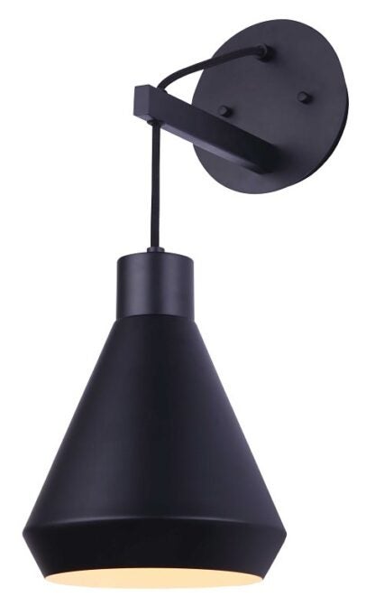 Canarm BYCK IWF1020A01BK Wall Light, 120 V, 60 W, 1-Lamp, Type A Lamp, Metal Fixture, Black Fixture