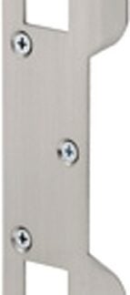 Defender Security U 10385 Deadbolt Strike Plate, 6 in L, 1-5/8 in W, Steel, Satin Nickel