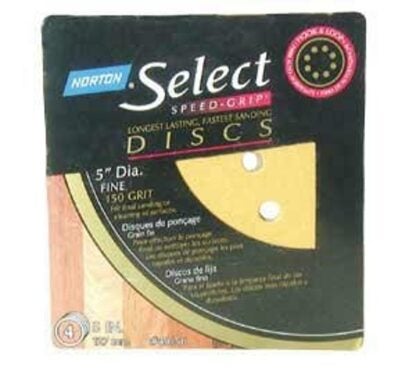 Norton Hook & Sand 076607 Series 02208 Sanding Disc, 5 in Dia, Coated, 120 Grit, Medium, Aluminum Oxide Abrasive