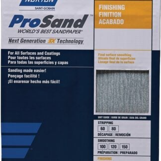 Norton ProSand Series 07660702623 Sandpaper, 9 in W, 11 in L, P400 Grit, Super Fine, Aluminum Oxide Abrasive Sells in Quantity of 100