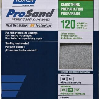 Norton ProSand 07660702628 Sanding Sheet, 11 in L, 9 in W, Medium, 120 Grit, Aluminum Oxide Abrasive, Paper Backing Sells in Quantity of 100