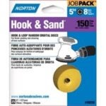 NORTON 49220 Sanding Disc, 5 in Dia, Coated, P150 Grit, Fine, Aluminum Oxide Abrasive, C-Weight Paper Backing