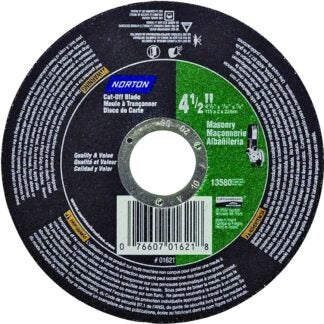 Norton 07660701621 Cut-Off Wheel, 4-1/2 in Dia, 1/16 in Thick, 7/8 in Arbor, 30 Grit, Silicone Carbide Abrasive