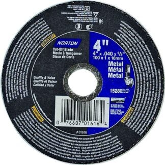 Norton 76607 Series 01616 Cut-Off Wheel, 4 in Dia, 0.04 in Thick, 5/8 in Arbor, 60 Grit, Very Coarse