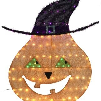 Hometown Holidays 72719 Pre-Lit 2D Pumpkin Halloween Decoration, 40 in H, Black/Orange, Outdoor