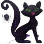 Hometown Holidays 72723 Pre-Lit 3D Cat Halloween Decoration, 36 in H, Black, Internal Light/Music: Internal Light