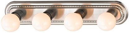 Boston Harbor 918-4-BN Vanity Bar Fixture, 100 W, 4-Lamp, G Lamp, Steel Fixture, Brushed Nickel Fixture