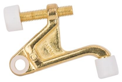 ProSource H20-B030-PS Heavy-Duty Hinge Pin Door Stop, 2-3/4 in Projection, Die-Cast Zinc & Plastic, Polished Brass