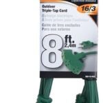 PowerZone ORY605608 Extension Cord, 16 AWG Cable, 8 ft L, 5-15P Grounded Plug, 3 -Socket, 13 A, 125 V, Green