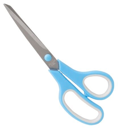 Vulcan JL-SR-09 Scissor, 8-1/2 in OAL, 4-1/2 in L Cut, Stainless Steel Blade, Comfort-Grip Handle, Blue/Gray Handle