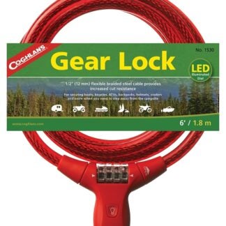 Coghlan's 1530 Gear Lock, Steel, Hi-Viz Red, Vinyl-Coated