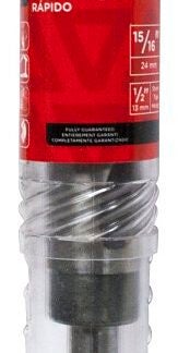 Task T81516 Deming Drill Bit, 15/16 in Dia, 6 in OAL, 1/2 in Dia Shank, Reduced Shank