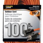 PowerZone OR501635 Extension Cord, 16 AWG Cable, 5-15P Grounded Plug, 5-15R Grounded Receptacle, 100 ft L, 125 V