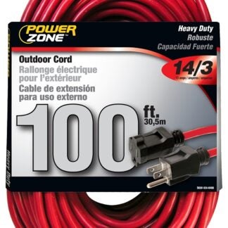 PowerZone OR514735/506735 Extension Cord, 14 AWG Cable, 100 ft L, 125 V, Red