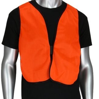 Safety Works 818040 Reflective Safety Vest, One-Size, Mesh Fabric, Orange, Hook-and-Loop