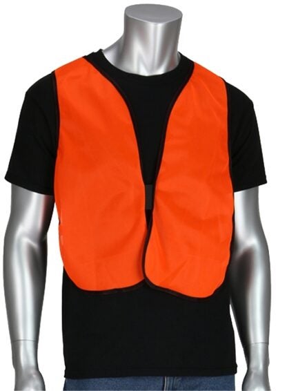 Safety Works 818040 Reflective Safety Vest, One-Size, Mesh Fabric, Orange, Hook-and-Loop