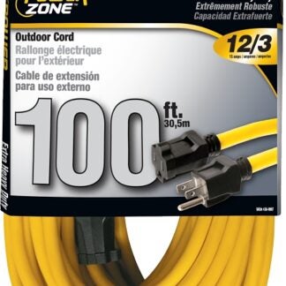 PowerZone OR500835 Extension Cord, 12 AWG Cable, 100 ft L, 125 V, Yellow