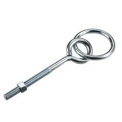 Onward 2173XBC Ring Bolt with Nut, 6 in OAL, 3/8 in Thread, 2 in Dia Eye, 160 lb Working Load, Metal, Zinc