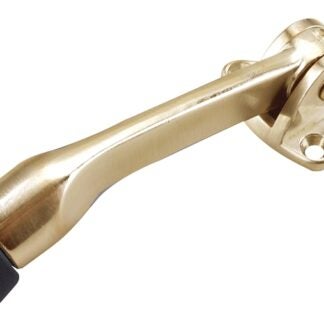 Onward 68BR Flip-Down Door Stop, 5 in Projection, Metal, Brass