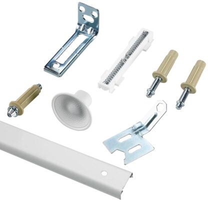 Onward 14015WBC Bi-Fold Door Hardware Kit, 48 in L Track, Steel/Wood, Beige/White/Zinc, Ceiling Mounting