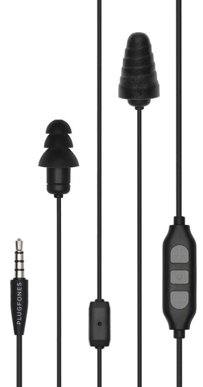 Plugfones Guardian Plus PGP-BB Earphones, 23/26 dB SPL, Black