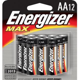 Energizer Max E91BW12EM Battery, 1.5 V Battery, 3000 mAh, AA Battery, Alkaline, Zinc-Manganese Dioxide