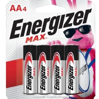 Energizer E91 E91BP-4 Battery, 1.5 V Battery, 2850 mAh, AA Battery, Alkaline, Manganese Dioxide, Zinc, Silver