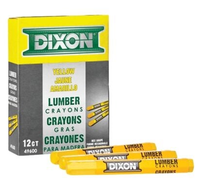 Ticonderoga 49600 Lumber Crayon, Yellow, 1/2 in Dia, 4-1/2 in L Sells in Quantity of 12