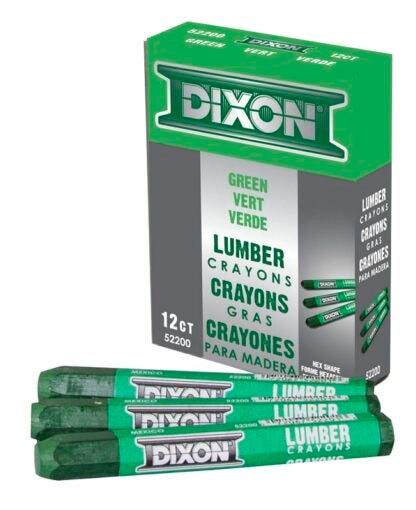 Dixon Ticonderoga 52200 Lumber Crayon, Green, 1/2 in Dia, 4-1/2 in L Sells in Quantity of 12