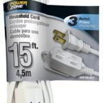 PowerZone OR660615 Extension Cord, 16 AWG Cable, 15 ft L, 125 V, White