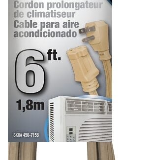 PowerZone OR681506 Extension Cord, SPT-3, Vinyl, Beige, For: Air conditioner and Appliances