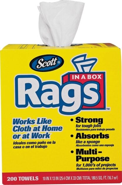 Scott 75260 Painter's Rag, 10 x 12 in, Cellulose Fiber, White