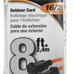 PowerZone OR481608 Outdoor Extension Cord, 16 AWG Wire, 8 ft L, Orange Sheath